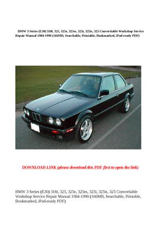 download BMW 325 325e 325es workshop manual