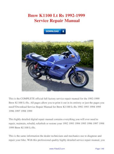 download BMW Motorcycle K1100 LT RS able workshop manual
