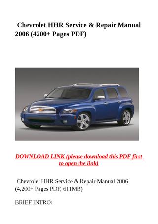 download CHEVY CHEVROLET HHR workshop manual