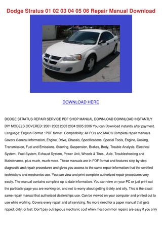 download Chrysler Dodge Stratus Sedan JA Convertible JX workshop manual