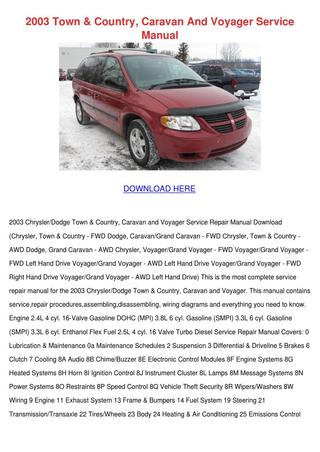 download Chrysler Town Country Caravan Voyager RHD LHD workshop manual