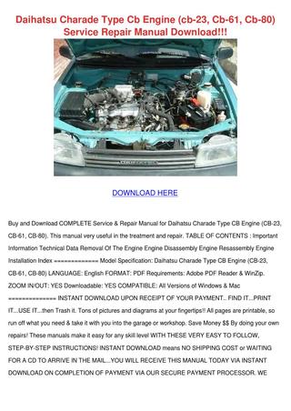 download Daihatsu Charade Type CB Engine CB 23 CB 61 CB 80 workshop manual