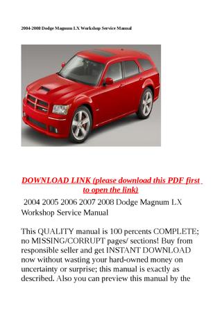 download Dodge LX Magnum . workshop manual