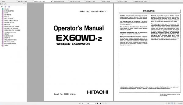 download HITACHI EX60WD WHEELED Excavator able workshop manual