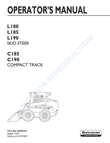 download Holland L180 Skid Steer Loader ue able workshop manual