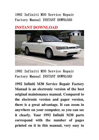 download Infiniti M30 workshop manual