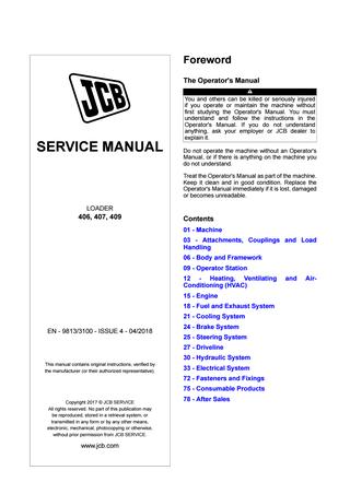 download JCB 406 407 408 409 Wheel Loading Shovel able workshop manual