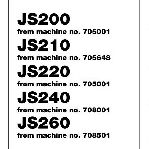 download JCB JS200 JS210 JS220 JS240 JS260 Tracked Excavator able workshop manual