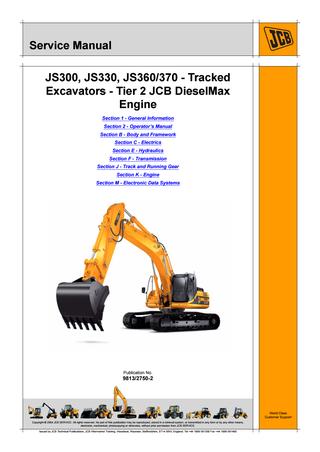 download JCB JS330 Tracked Excavator Tier 3 Auto able workshop manual