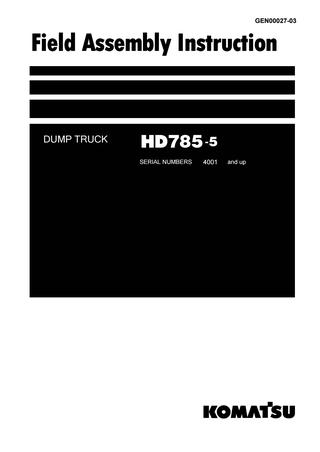 download KOMATSU HD785 5 Dump Truck Field ASSEMBLY Instructionable workshop manual