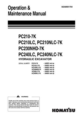 download KOMATSU PC210NLC 8 Operation able workshop manual