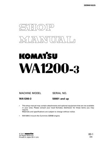 download KOMATSU WA1200 3 Field Assembly Instruction able workshop manual