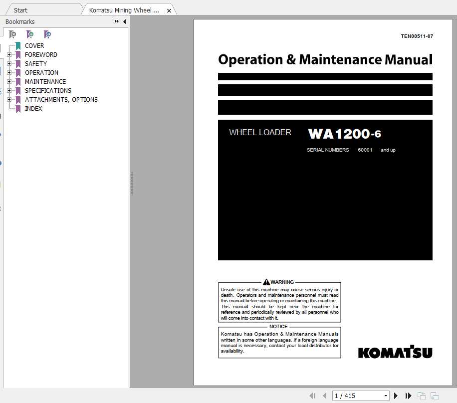 download KOMATSU WA1200 6 Field Assembly Instruction able workshop manual