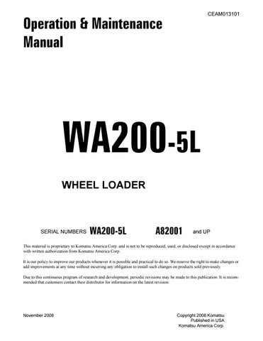 download KOMATSU WA200PT 5L Wheel Loader Operation able workshop manual