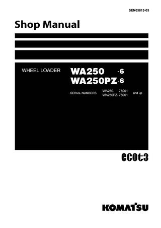 download KOMATSU WA250 6 WA250PZ 6 Wheel Loader + Operation able workshop manual
