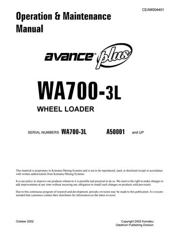 download KOMATSU WA700 3 Wheel Loader + Field ASSEMBLY Instruction + Operation able workshop manual