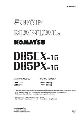 download Komatsu D85EX 15 D85PX 15 able workshop manual