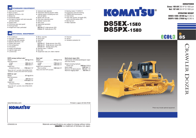 download Komatsu D85PX 15E0 Bulldozer able workshop manual