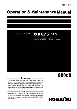 download Komatsu GD675 3E0 Motor Grader able workshop manual