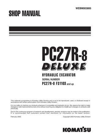 download Komatsu PC27R 8 operation able workshop manual