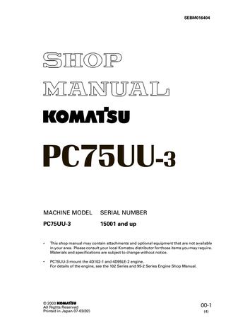 download Komatsu PC75UU 3 ShopExcavator able workshop manual