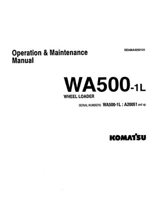 download Komatsu WA500 1 Wheel Loader 10001 up able workshop manual