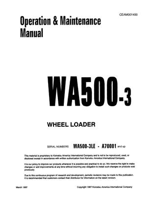 download Komatsu WA500 1 Wheel Loader 10001 up able workshop manual