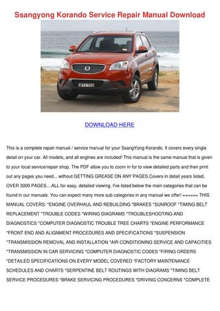 download Korando Actyon SsangYong Downloa workshop manual