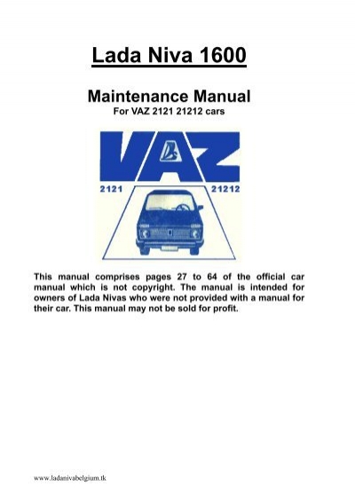 download LADA NIVA 1600 Vaz 2121 OFFICIAL OWNER workshop manual