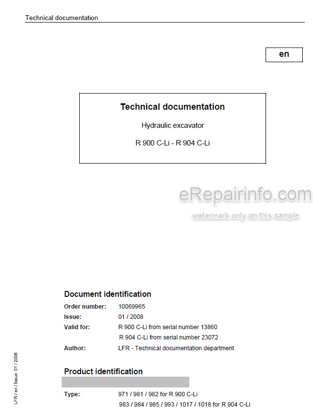 download LIEBHERR R900C Litronic Hydraulic Excavator Operation able workshop manual