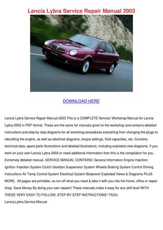 download Lancia Lybra workshop manual