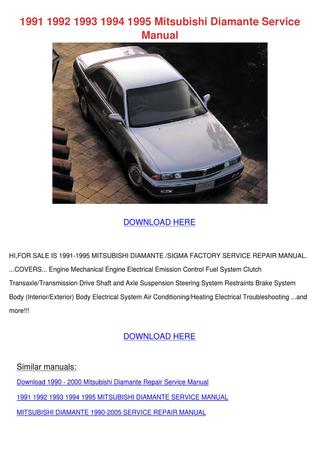 download Mitsubishi Diamante workshop manual