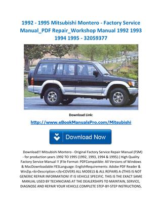 download Mitsubishi Montero workshop manual
