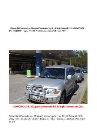 download Mitsubishi Pajero a.k.a. Montero workshop manual