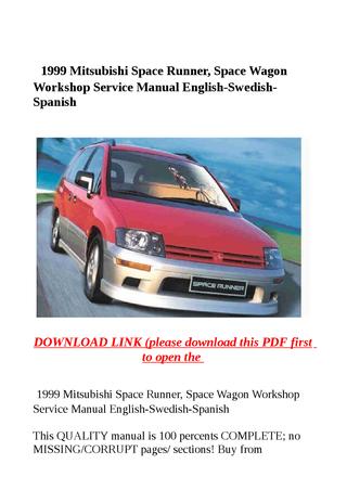 download Mitsubishi Space Runner Wagon workshop manual