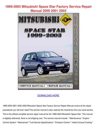 download Mitsubishi Space Star Manua workshop manual