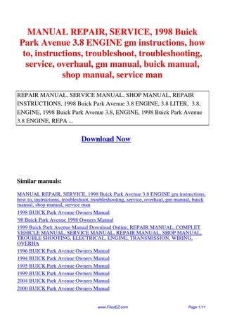 download PARK AVENUE workshop manual