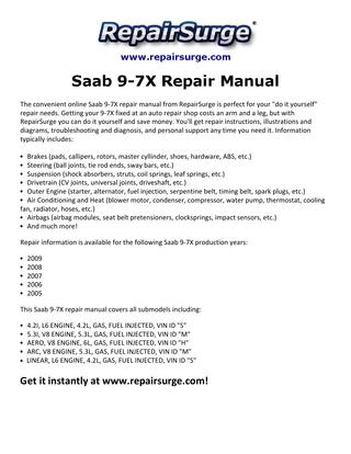 download SAAB 9 7X workshop manual