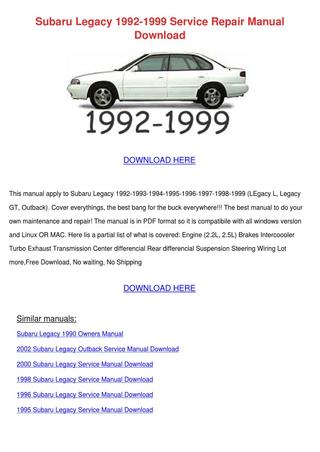 download Subaru Legacy Outback workshop manual