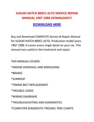 download Suzuki Hatch With 800cc Engine workshop manual