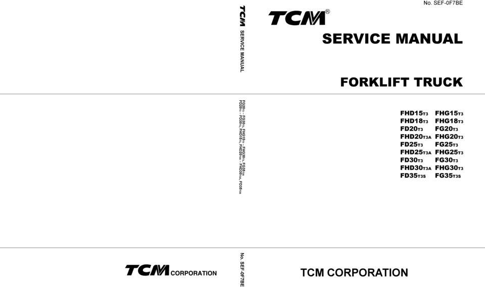download TCM Forklift Truck FHG30T3 able workshop manual