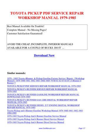 download Toyota Pickup workshop manual